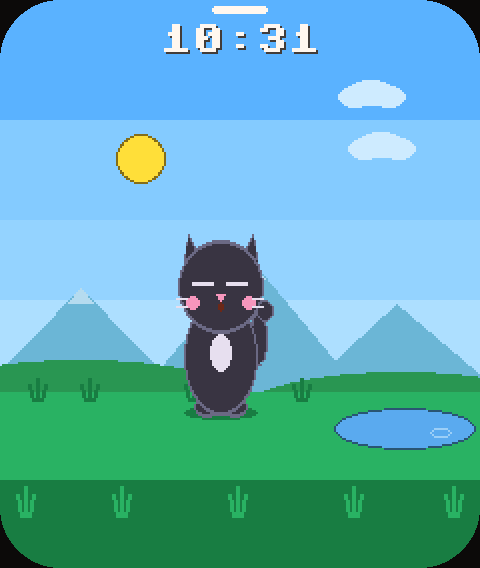 Gato preto se espreguiçando