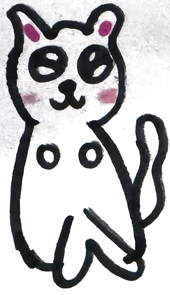 Desenho do João: gatinho de bochechas rosadas, a lápis